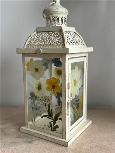 pressed flower & resin lantern